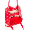 LaFiore24 Ita. Shopper Einkaufstasche Damen Schultertasche Handtasche echtes Leder funkelnde Sterne (Rot)