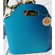 LaFiore24 Filztasche Einkaufstasche Damen Einkaufskorb Filz Shopper Zeitungsaufbewahrung Kaminholzkorb mittel gross (Blau)