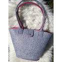 LaFiore24 Filztasche Shopper Einkaufstasche Handtasche Henkeltasche Grau - Pink