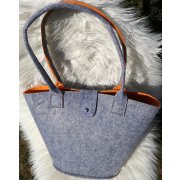 LaFiore24 Filztasche Shopper Einkaufstasche Handtasche Henkeltasche Grau - Orange