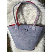 LaFiore24 Filztasche Shopper Einkaufstasche Handtasche Henkeltasche Grau - Rot