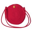 LaFiore24 Schultertasche Crossbody-Bag Umh&auml;ngetasche Damen Ibiza Bali Style Rund Rot