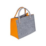 LaFiore24 Hochwertige Filztasche Einkaufstasche Damen Shopper Handtasche Henkeltasche Festivalbag hell grau-orange