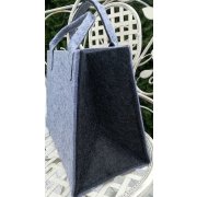 LaFiore24 Hochwertige Filztasche Einkaufstasche Damen Shopper Handtasche Henkeltasche Festivalbag hell grau-dunkel grau