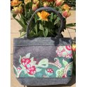 LaFiore24 Shopper Damen Filztasche Einkaufstasche Henkeltasche Blüten Motiv waschbar mittel groß